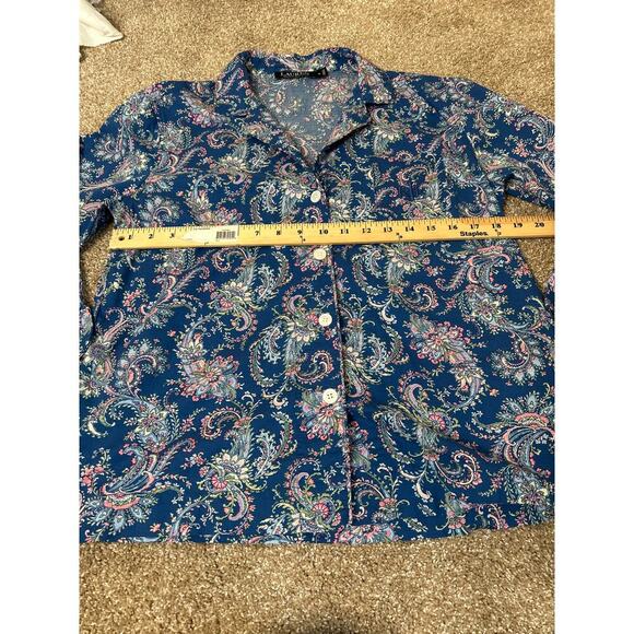 Ralph Lauren Sleep Shirt Pajama top Embroidered Logo Paisley Blue black label M - Picture 8 of 9